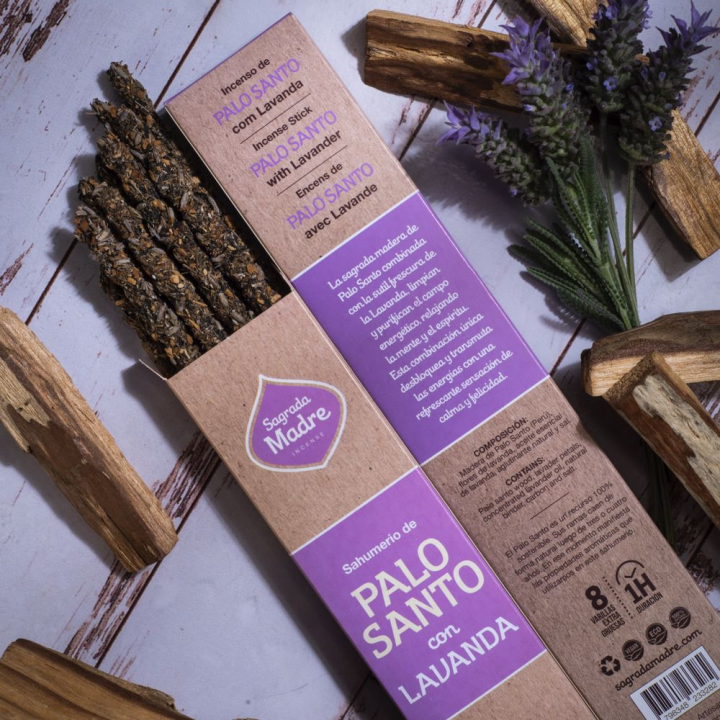 Palo Santo & Lavendel røkelsespinner 8 stk i gruppen Hjem & Sjel / Ritual & Seremoni / Røkelse, Llys og Dufter hos Rawfoodshop Scandinavia AB (12-01)