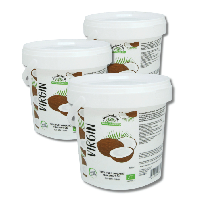 Kokosolje Virgin RAW ØKO 1000ml x 3 Pakket i gruppen Råvarer & Drikke / Spiskammer / Smør og oljer / Oljer hos Rawfoodshop Scandinavia AB (15064-1000-SET3)