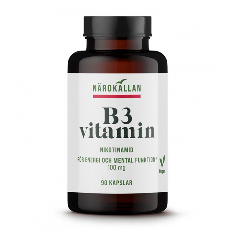 B3 Nikotinamid 100mg 90kaps i gruppen Helse / Kosttilskudd / Vitaminer / Enkle vitaminer hos Rawfoodshop Scandinavia AB (1830)