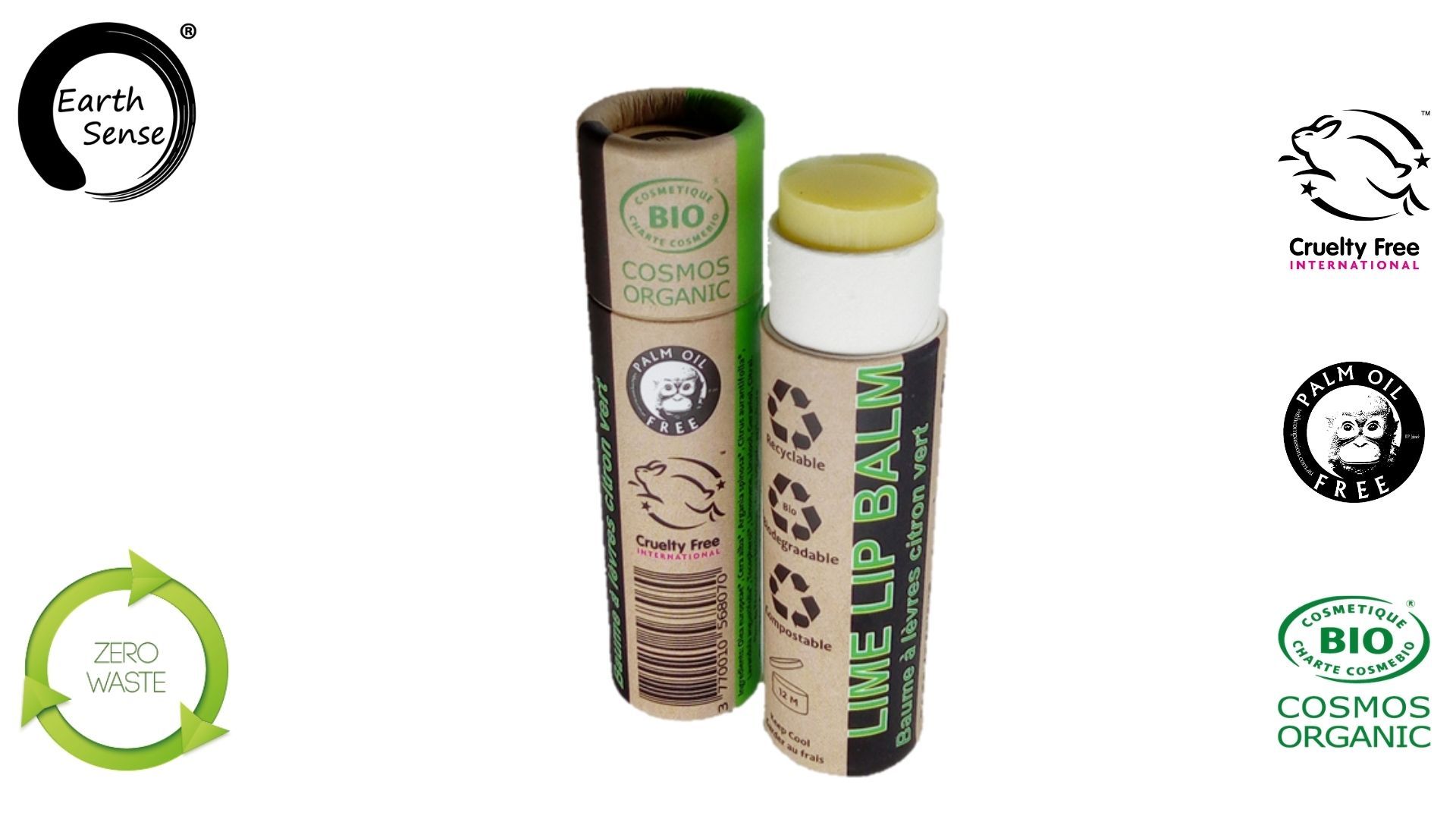 Earth Sense Lip Balm kalk 15 ml i gruppen Hud & Kropp / Ansikte / Leppepleie hos Rawfoodshop Scandinavia AB (201102)