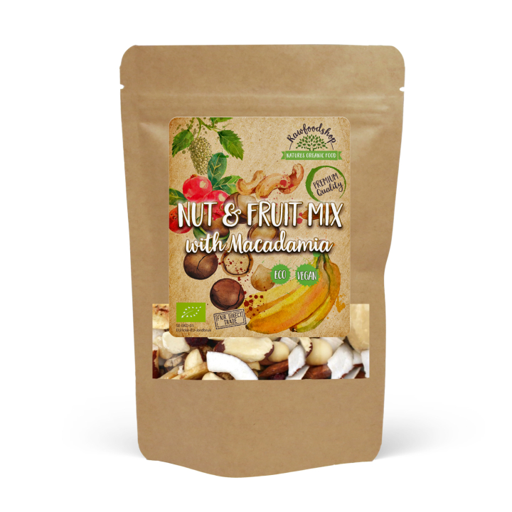 Nøtte- & Fruktmiks med Macadamia ØKO 200g i gruppen Råvarer & Drikke / Godteri og sjokolade / Snacks hos Rawfoodshop Scandinavia AB (270722)