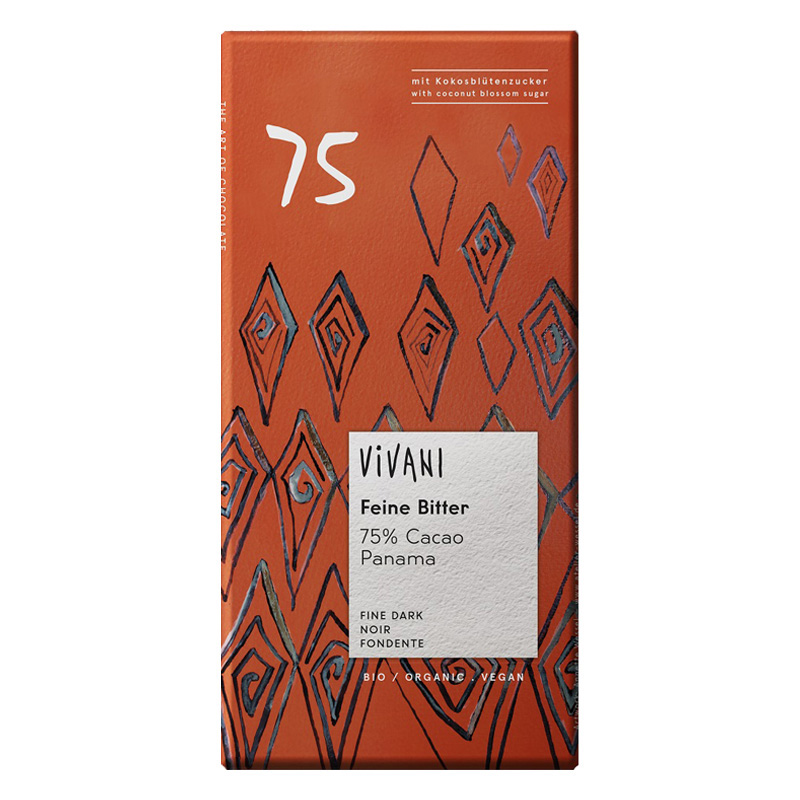 Vivani Sjokolade Panama 75% ECO 80g i gruppen Råvarer & Drikke / Godteri og sjokolade / Sjokolade og bars hos Rawfoodshop Scandinavia AB (4409)