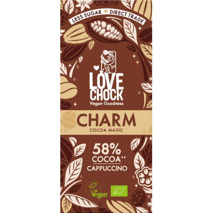 Charm Sjokolade med Cappuccino 58% ØKO 70g i gruppen Råvarer & Drikke / Godteri og sjokolade / Sjokolade og bars hos Rawfoodshop Scandinavia AB (61007)