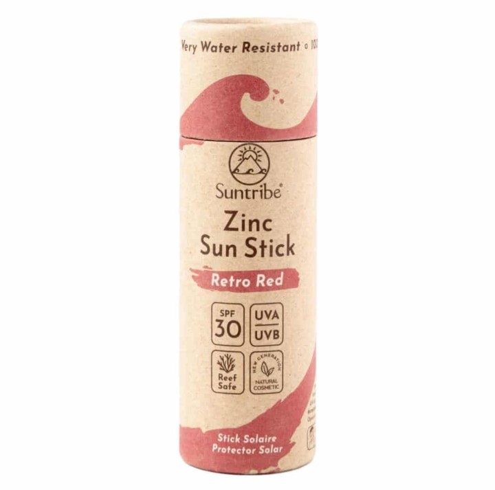 Suntribe All Natural Zinc Sun Stick SPF30 Retro Red 30g  i gruppen Kroppspleie / Ferdige produkter / Ansiktspleie hos Rawfoodshop Scandinavia AB (66SUN10STICKREDD)