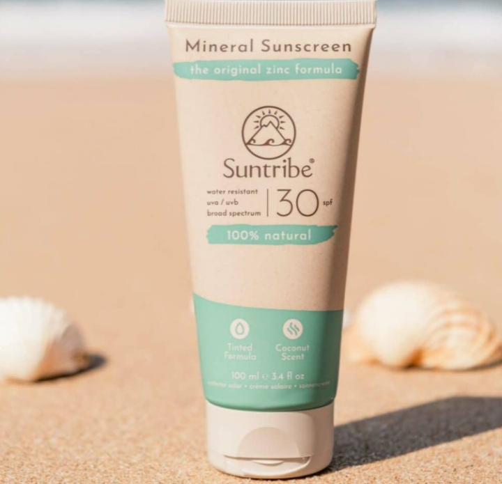 Suntribe All Natural Mineral Body & Face Sunscreen SPF30 100ml i gruppen Kroppspleie / Ferdige produkter / Hudpleie hos Rawfoodshop Scandinavia AB (7350097210022)