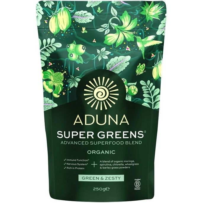 Aduna Super Greens Advanced Superfood Blend 250g i gruppen Helse / Bruksområde / Immunsystemet hos Rawfoodshop Scandinavia AB (AD005)