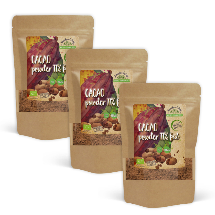 Kakaopulver 11% ØKO 1kg x 3 pakker i gruppen Råvarer & Drikke / Baking / Kakaoprodukter hos Rawfoodshop Scandinavia AB (KAK118-SET3)