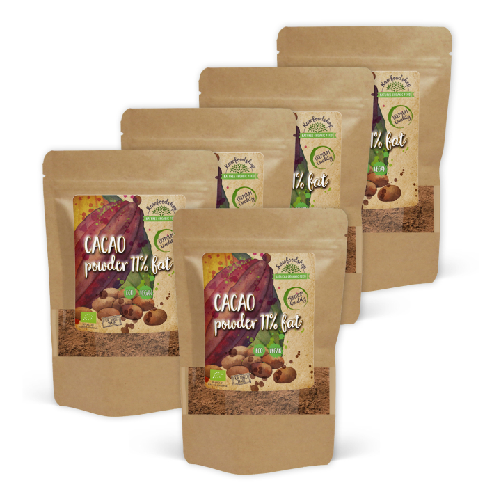 Kakaopulver 11% ØKO 1kg x 5 pakker i gruppen Råvarer & Drikke / Baking / Kakaoprodukter hos Rawfoodshop Scandinavia AB (KAK118-SET5)