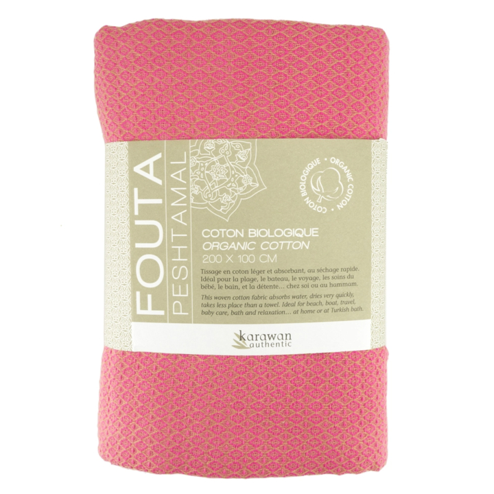 Fouta Hammam Sand & Indian Pink 200x100cm i gruppen Kroppspleie / Ferdige produkter hos Rawfoodshop Scandinavia AB (KFO02RI-L)