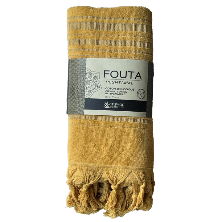 Fouta Sennep gul i Økologisk Bomull 90x170cm i gruppen Hud & Kropp / Bad & Spa / Håndklær hos Rawfoodshop Scandinavia AB (KFO9CI)