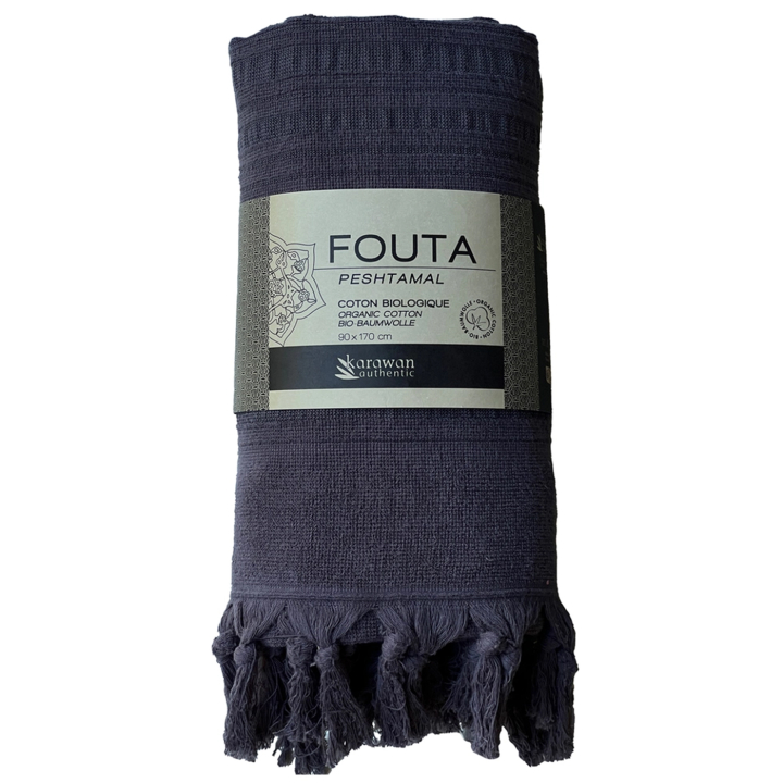 Fouta Onyx i Økologisk Bomull 90x170cm i gruppen Kroppspleie / Ferdige produkter hos Rawfoodshop Scandinavia AB (KFO9O)