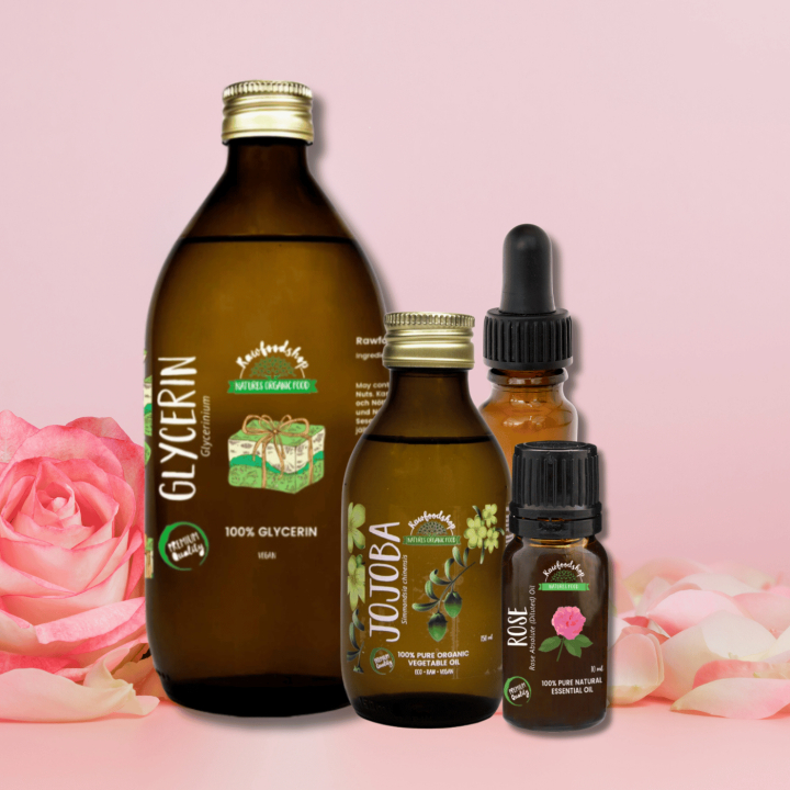 DIY kit naturlig hudpleie - rose oil serum i gruppen Hud & Kropp / Ansikte / Olje & Serum hos Rawfoodshop Scandinavia AB (KIT1)