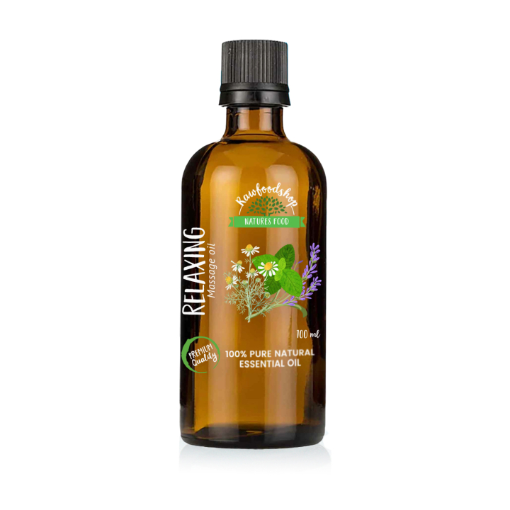 Relaxing Massage Oil 100ml i gruppen Hud & Kropp / Naturlig DIY / Essensielle oljer hos Rawfoodshop Scandinavia AB (MOLUL-01)