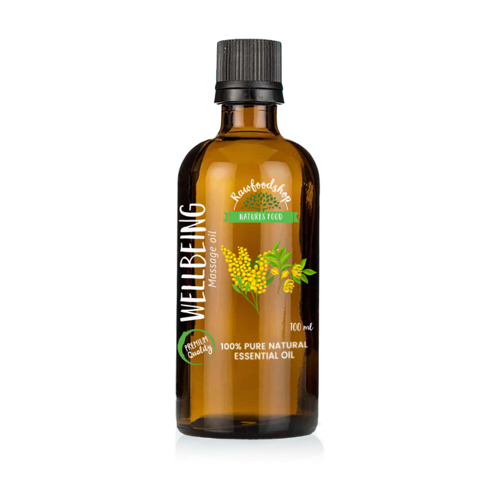 Wellbeing Massage Oil 100ml i gruppen Kroppspleie / DIY Råvarer / Essensielle oljer hos Rawfoodshop Scandinavia AB (MOLUL-17)