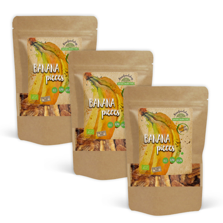 Bananer i biter ØKO 500g	x 3 pakker i gruppen Råvarer & Drikke / Frukt og bær / Banan hos Rawfoodshop Scandinavia AB (RFRU500490E-SET3)