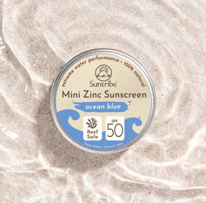 Suntribe All Natural Mini Zinc Sunscreen Face & Sport SPF50 Ocean Blue 15g i gruppen Kroppspleie / Ferdige produkter / Ansiktspleie hos Rawfoodshop Scandinavia AB (SUN2395731)
