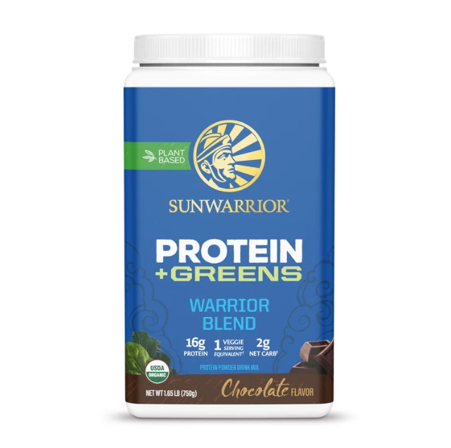 Sunwarrior Warrior Blend Protein+Greens Chocolate 750g i gruppen Kosttilskudd / Bruksområde / Vekt og måltid hos Rawfoodshop Scandinavia AB (SW270)