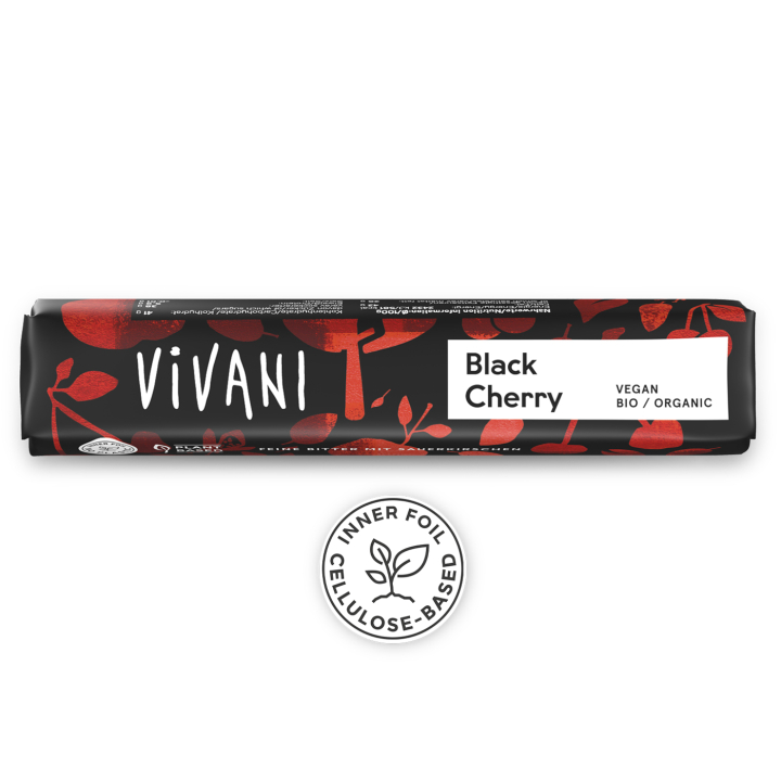 Vivani Black Cherry ØKO 35g i gruppen Råvarer & Drikke / Godteri og sjokolade / Sjokolade og bars hos Rawfoodshop Scandinavia AB (VIVANI446535)