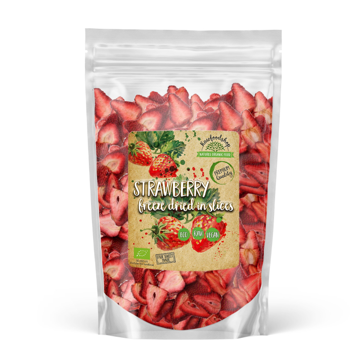 Jordbær Frysetørkede Skiver ØKO 50g i gruppen Råvarer & Drikke / Frukt og bær / Jordbær hos Rawfoodshop Scandinavia AB (ZFN0263-1)