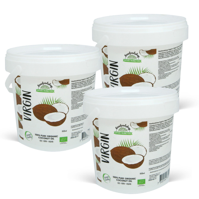 Kokosolje Virgin RAW ØKO 1000ml x 3 bokser