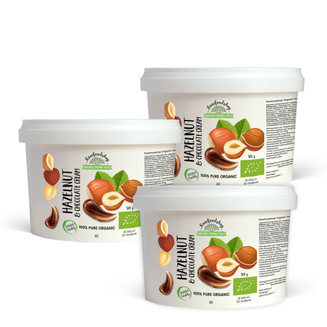 Hasselnøtt og Sjokolade Krem ØKO 500g x 3 pakker