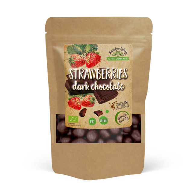 Jordbær i Mørk Sjokolade ØKO 100g