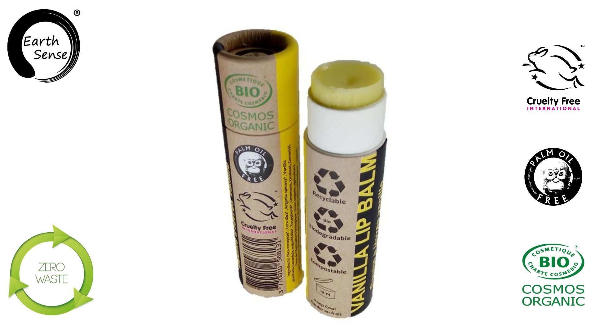 Earth Sense Leppepomade Vanilje 15ml