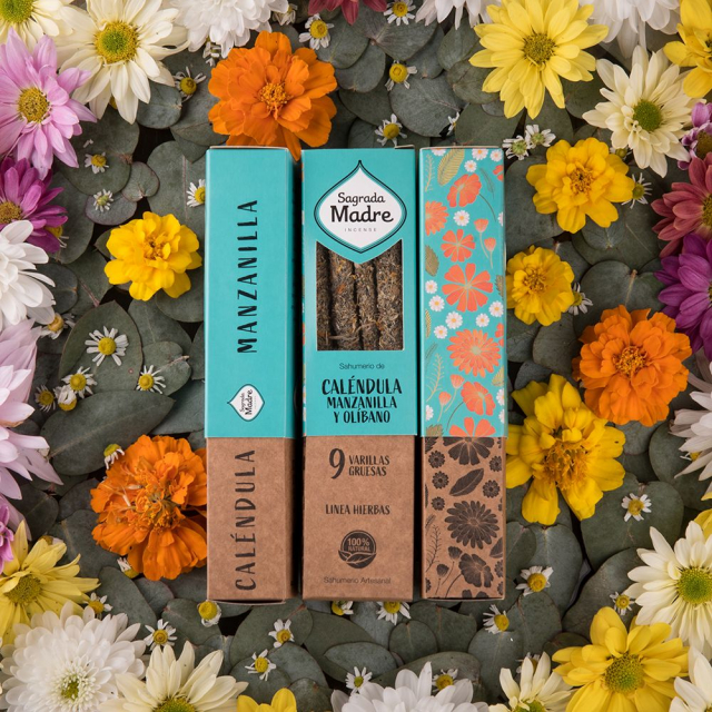 Kamille, Calendula & Frankincense røkelsespinner 9 stk