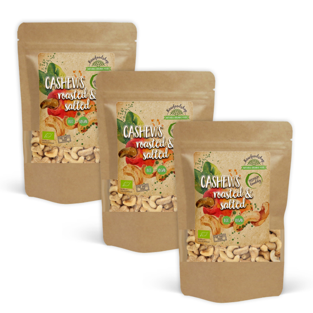 Cashewnøtter Ristet & Saltet ØKO 1kg x 3 pakker