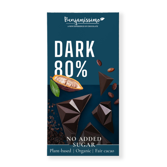 Benjamissimo Mørk Sjokolade 80% Sukkerfri 60g