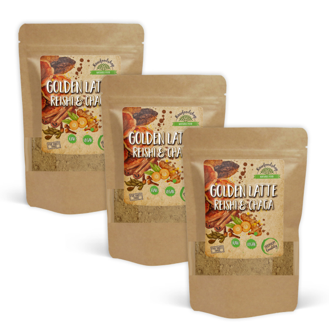 Golden Latte-pulver med Reishi & Chaga 100g x 3 pakker