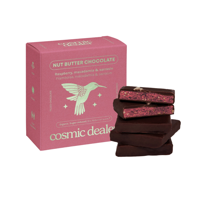 Sjokoladeboks Bringebær & Bokhvete ØKO 4 x 20g