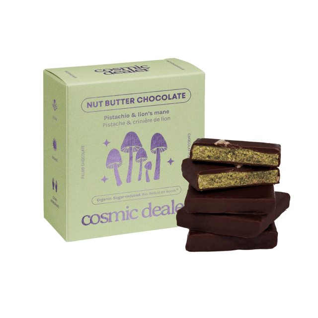 Sjokoladeboks Pistachio & Lions Mane ØKO 4 x 20g