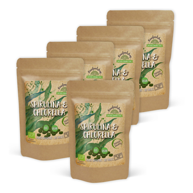 Spirulina Chlorella ØKO 500mg 300 tabletter x 5 pakker