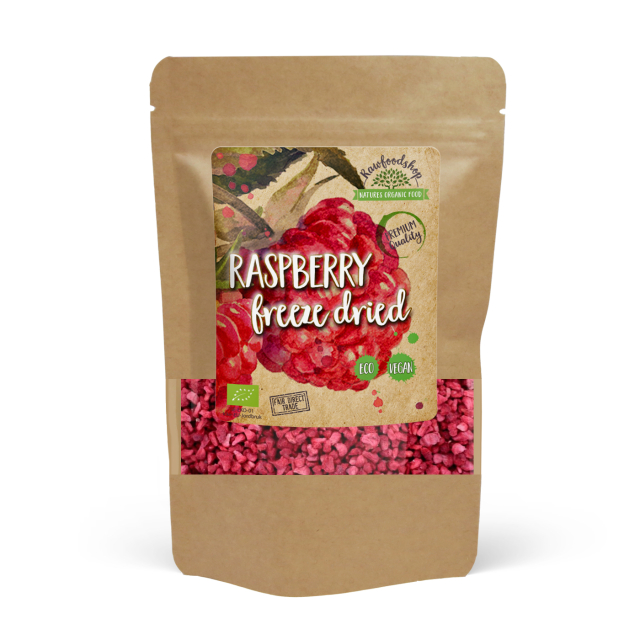 Bringebær Frysetørkede i biter ØKO 250g