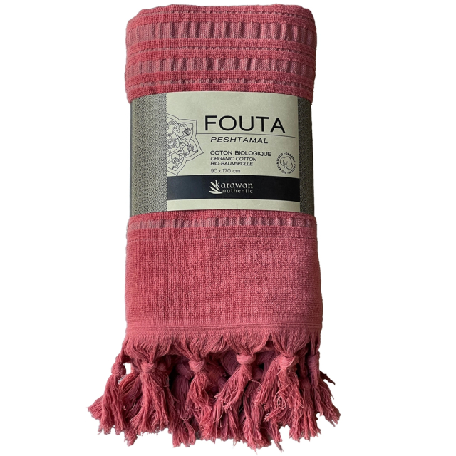 Fouta Rustrød i Økologisk Bomull 90x170cm