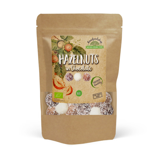 Hasselnøtter Mørk, Hvit og Lys Sjokolade ØKO 200g