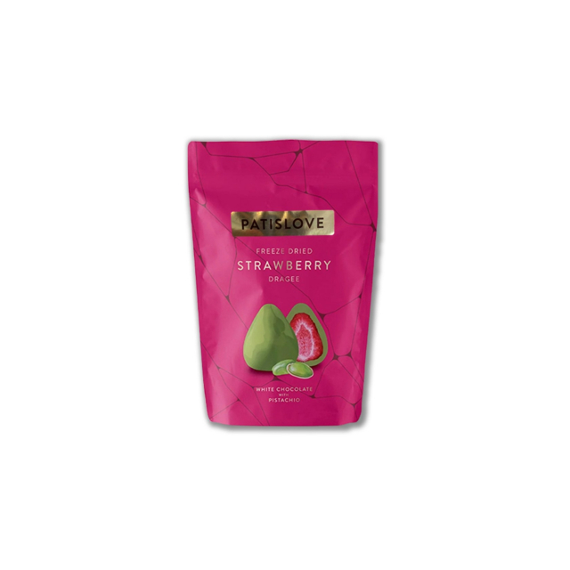 Jordbær i Hvit Sjokolade med Pistasj 90g