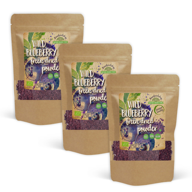 Blåbærpulver Vill Frysetørket ØKO 125g x 3 pakker