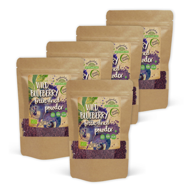 Blåbærpulver Vill Frysetørket ØKO 125g x 5 pakker