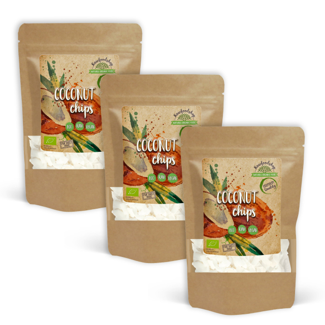 Kokosnøtt Chips Premium RAW ØKO 500g x 3 pakker