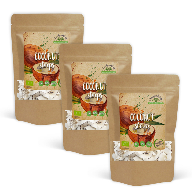 Kokosnøtt i strips ØKO 500g x 3 pakker
